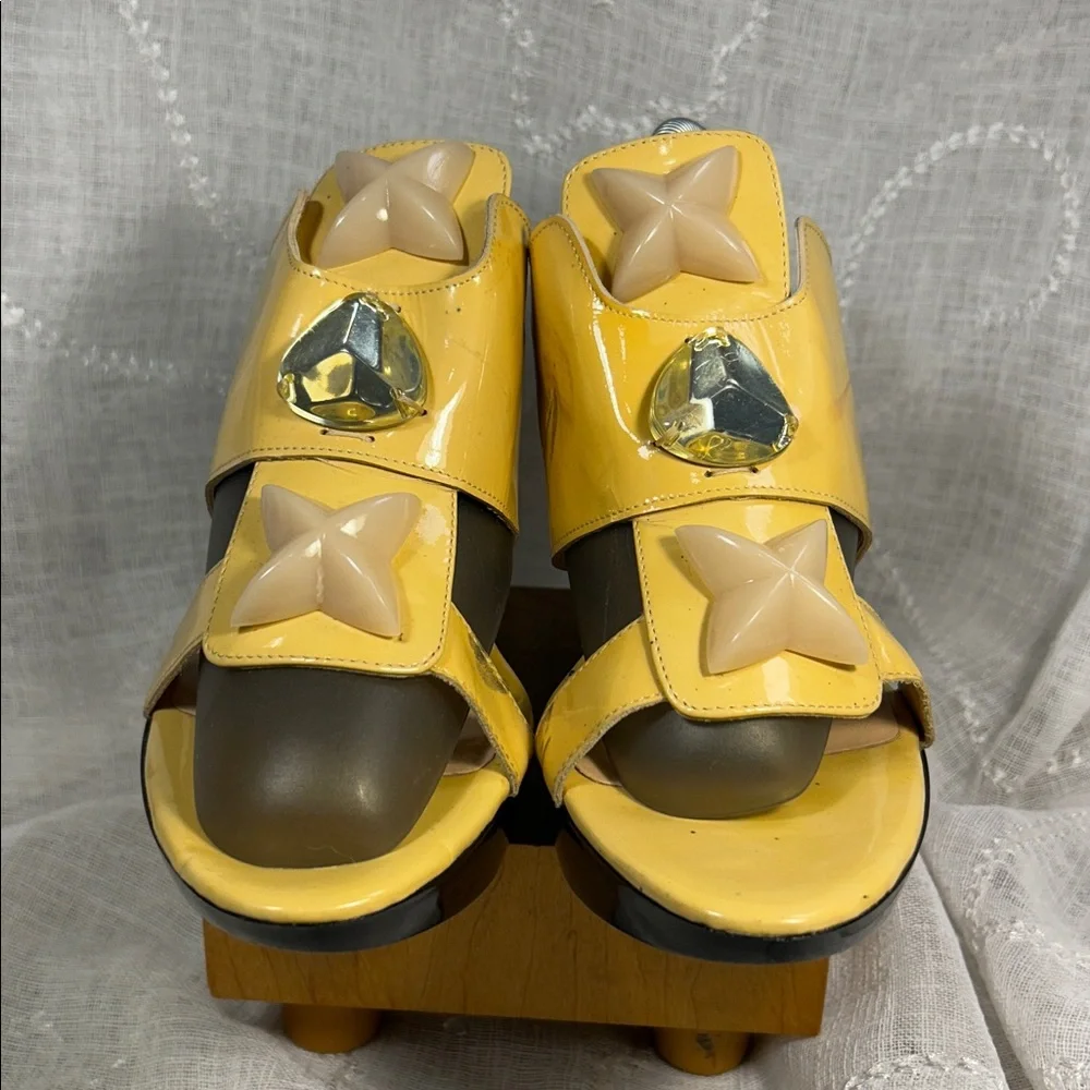 Robert Clergerie made in France leather slide in wedges with embellishments